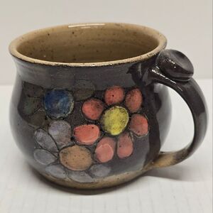 Valerie Valvo Studio Pottery Floral Brown Glazed Mug